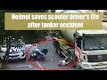 Helmet saves scooter driver's life after tanker accident in east China