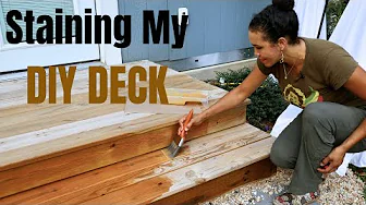 Applying Clear Stain to My DIY Floating Deck! - Thrift Diving