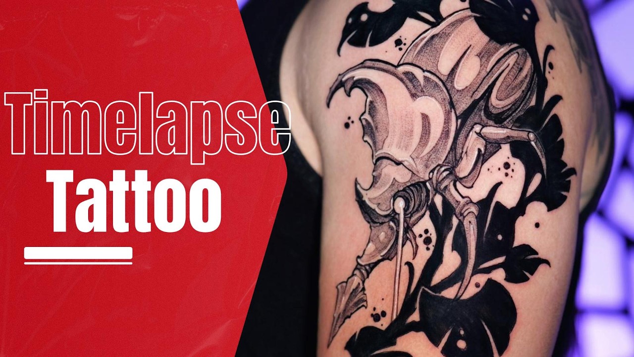 Tattoo time lapse, Rhino Beetle