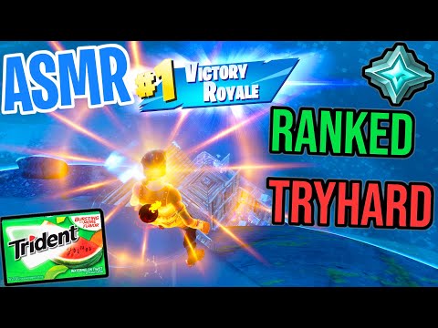 ASMR Gaming 🤩 Fortnite Ranked Tryhard Win! Relaxing Gum Chewing 🎮🎧 Controller Sounds + Whispering💤