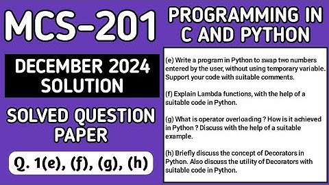 P2- 1(e), (f), (g), (h) | MCS201 Dec 24 Solution | MCS 201 Solved Question Paper | MCS201 Important