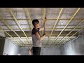 Techniques Construction Install Ceiling Plaster For Living Room _ Building House Step By Step