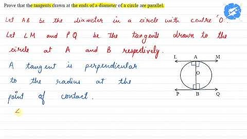 Prove that the tangents drawn at the ends of a diameter of a circle are parallel. | Snapsolve
