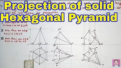 Projection of hexagonal pyramid  engineering drawing