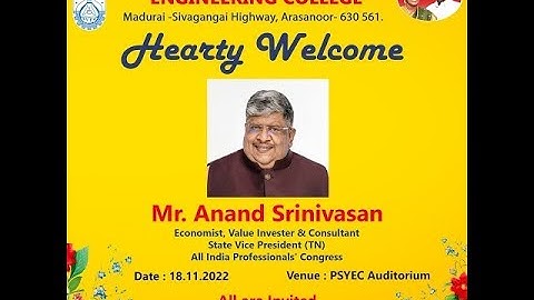 Student Induction Program (SIP) With Anandh Rangasamy