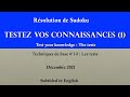 SUDOKU TESTEZ VOS CONNAISSANCES (1)  # 14 : Les tests / Test your knowledge of the basic techniques
