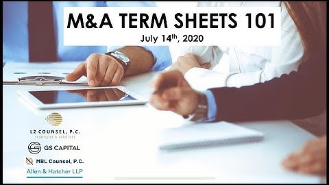 Louis Lehot | M & A Term Sheets 101