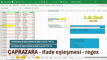 Excel 1 Dakika - ÇAPRAZARA ifade eşleşmesi - regex