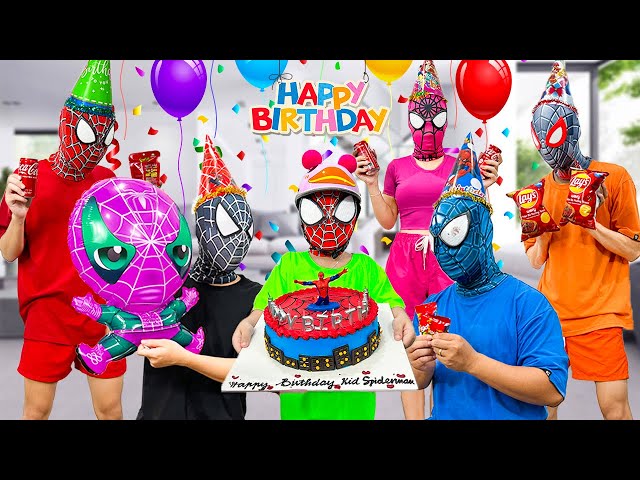 PRO 5 SPIDER-MAN Team || Help Everyone On Kid Spider Birthday ( Action in Real Life ) by Bunny Life class=