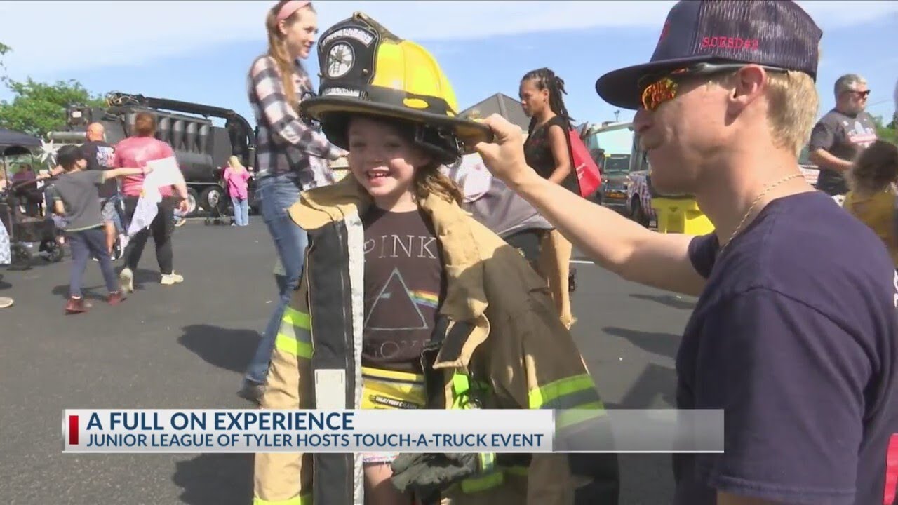 Junior League of Tyler gives back with their Touch a Truck event - YouTube