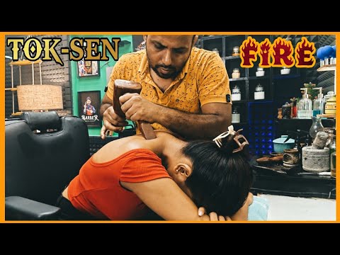 REIKI MASTER Deep Sleep Female TOK-SEN Back Massage + Fire Head Massage💈ASMR