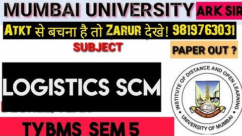 Logistics SCM|TYBMS Sem5|2025 Syllabus Imp QUESTION| MUMBAI UNIVERSITY Exam|ARK sir