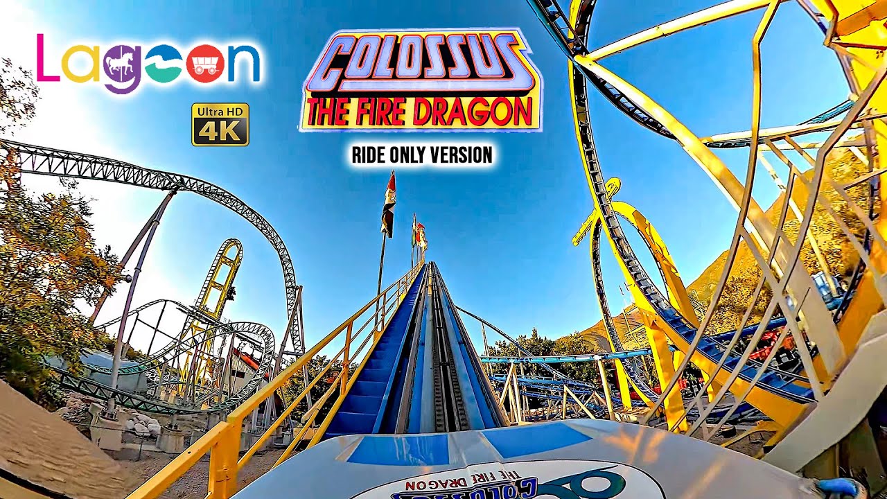 Colossus the Fire Dragon Roller Coaster On Ride Front Seat 4K POV No Queue Lagoon 2023 09 29