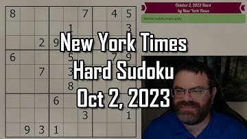 NYT Hard Sudoku Walkthrough | October 2, 2023