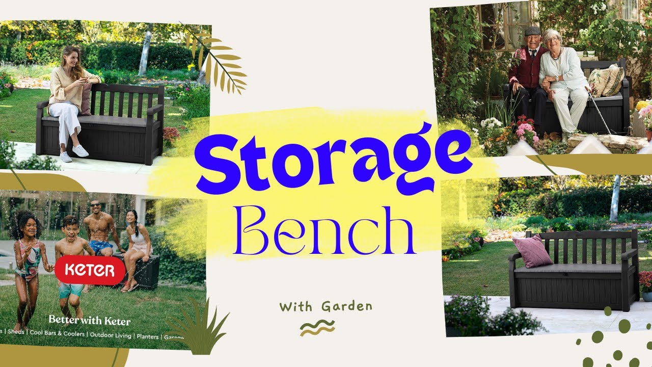 Keter Solana 70 Gallon Storage Bench Deck Box for Patio Furniture YouTube