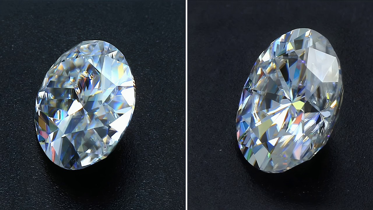 Oval Moissanite Crushed Ice Left Vs Oval Moissanite Standard Brilliant Right Youtube