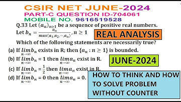 CSIR NET JUNE 2024 PART C REAL ANALYSIS Q. ID 704061 SOLUTION| CSIR NET REAL ANALYSIS PYQ SOLUTION|
