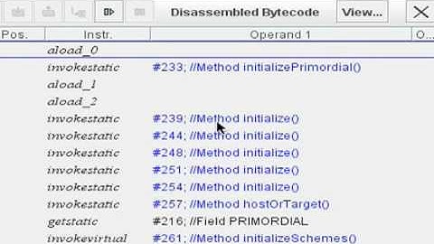 Maxine Inspector Mini-Demo 5 of 10 (2008):  Disassembled Bytecode
