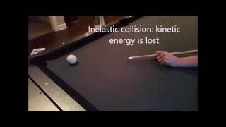 Inelastic Collision in Billiards (Momentum and Kinetic Energy)