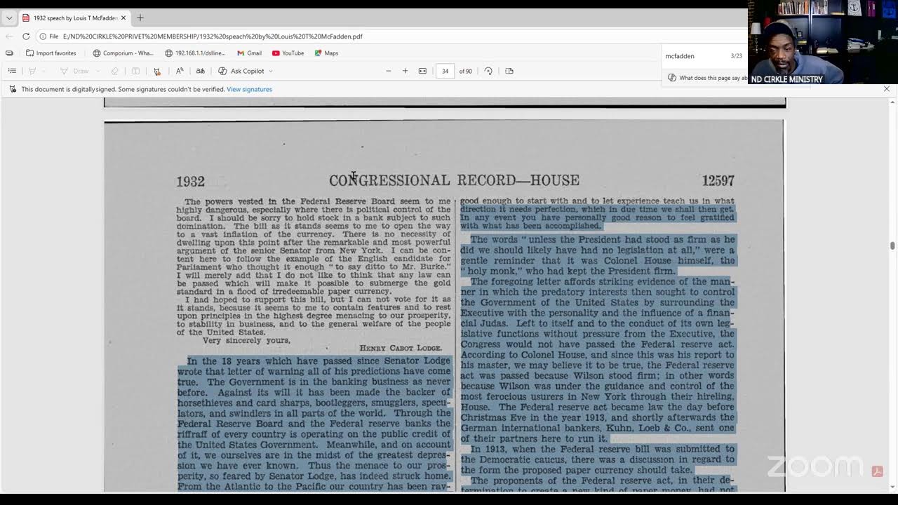 Part 2 of Senator Louis T. McFadden: Whistle blower or Crazy man.