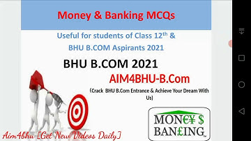 BHU B.COM ENTRANCE 2021 | #moneyandbanking Mcqs | #cet #bhu_bcom and other #bcom entrances