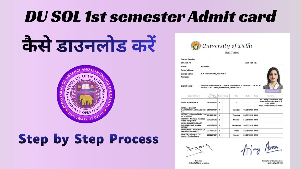 Download DU SOL 1st Semester Admit Card 2025 | Step-by-Step Guide for UG Students