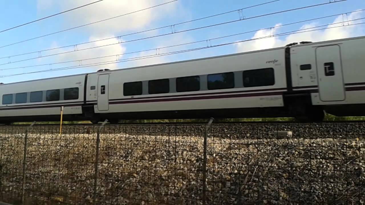 High speed train between Barcelona and Tarragona passing Las Palmeras