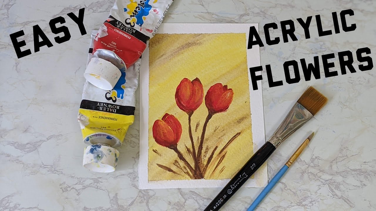Beginner Acrylic Painting | Easy Flower Painting - YouTube