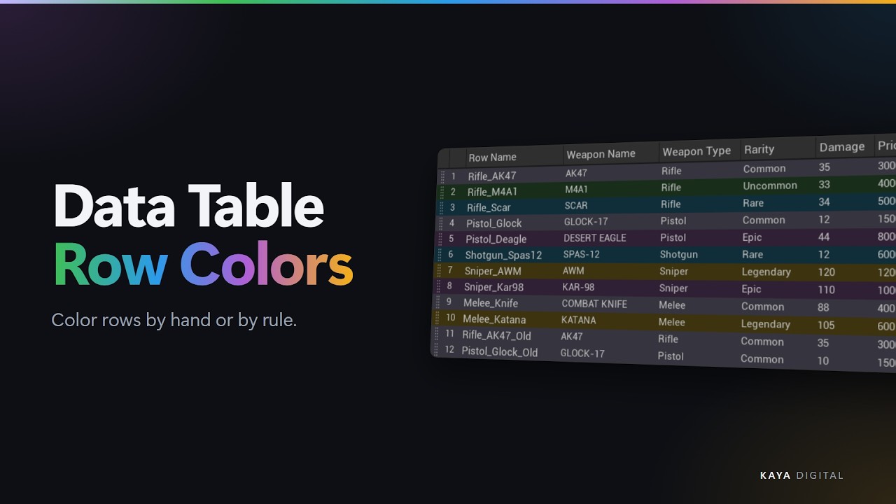 Data Table Row Color - Unreal Engine Editor Plugin - YouTube