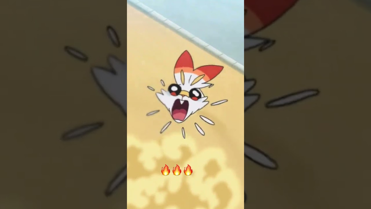 Scorbunny burns his feet on the hot sand