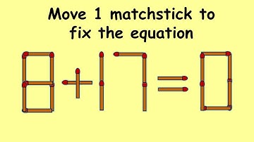 8+17=0 Turn this wrong equation into correct | Match stick puzzle #194 | Puzzles with Answer