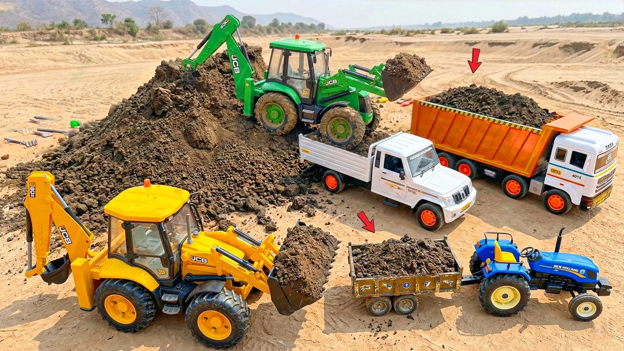 JCB 5CX Loading Mud Mix Sand Dumper Truck Swaraj Tractor Pickup | JCB Ki Khudai | ZR Toys TV