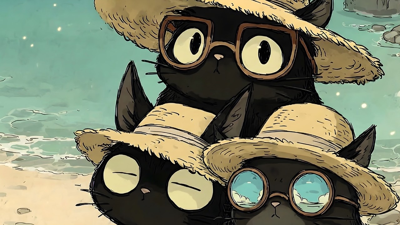 Cat Jazz Relax – Cozy Beach Cat Cafe Ambience | Relaxing Jazz Sounds