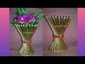 How to make Flower Vase ||DIY Simple Paper Craft|flower Pot making || dustu pakhe craft|