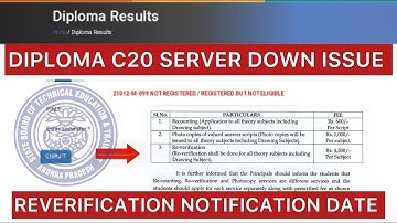 AP DIPLOMA C20 RESULTS SERVER DOWN AVAILABLE TIME | REVERIFICATION NOTIFICATION