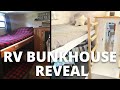 RV Bunkhouse Reveal: Travel Trailer Camper Bedroom Remodel Renovation DIY