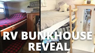 RV Bunkhouse Reveal: Travel Trailer Camper Bedroom Remodel Renovation DIY