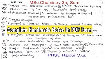 MSc.(chemistry)3rd Sem.Notes | Complete Handmade Notes in PDF Form | #PRSU Raipur C.g. |