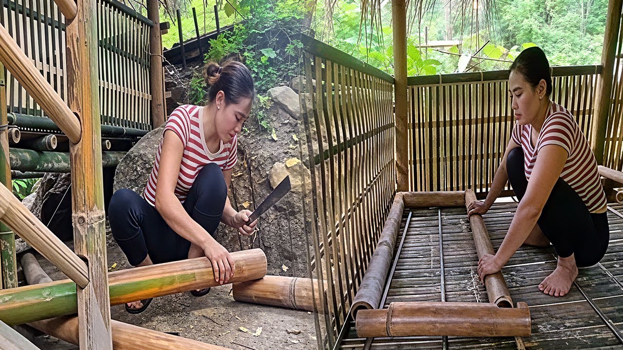 Single Mom Builds Traditional Stove in Bamboo Stilt House | DIY Construction