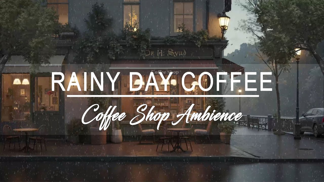 Soft Jazz Relaxing Music ☕️ Rainy Coffee Shop Ambience with Rain Sounds ...