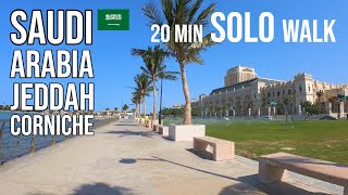 Journeying Along Jeddah Corniche: Saudi Arabia Red Sea Tranquility | 20-Minute Solo Walk