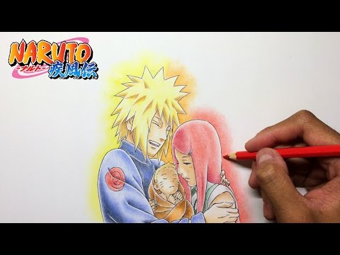 Mayara Rodrigues Drawings - Minato, Kushina e Naruto