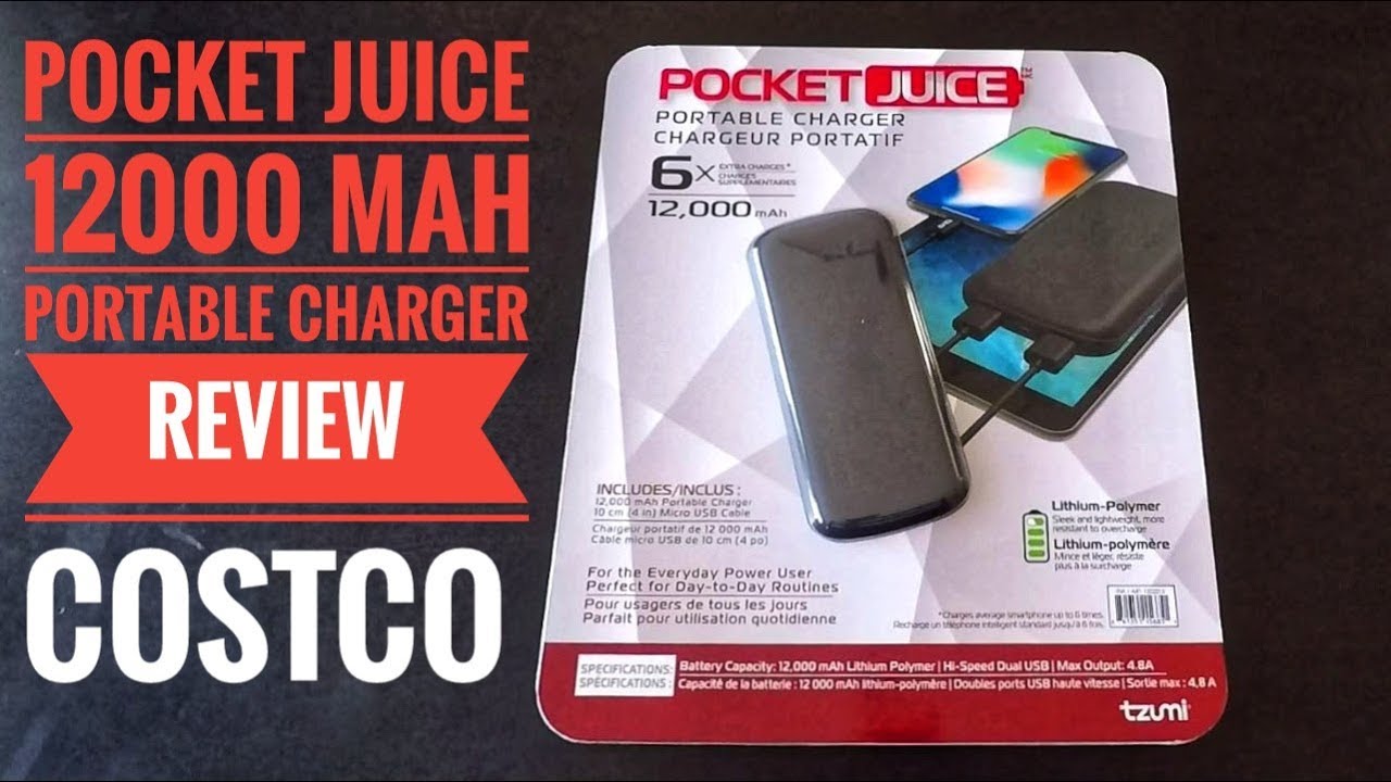 Pocket Juice 12000mAh Portable Charger Review from Costco - YouTube
