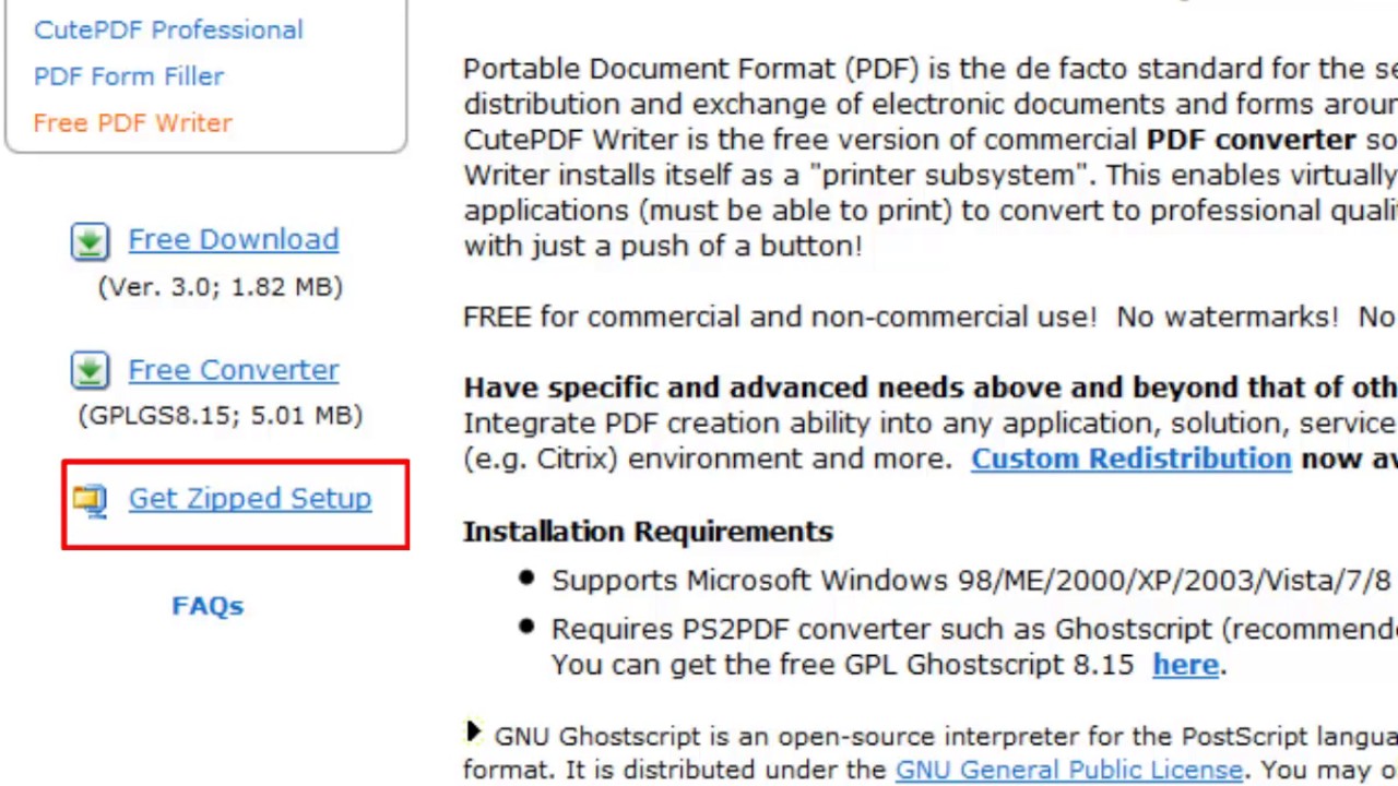 Installing and Using CutePDF