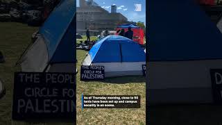 Demonstrators calling on U of T to divest from Israel set up tents at King’s College Circle