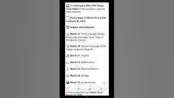 The Telangana SSC (10th class) Board Exam Time Table March 2026