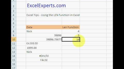 ExcelExperts.com - Excel Tips - Using the LEN function in Excel