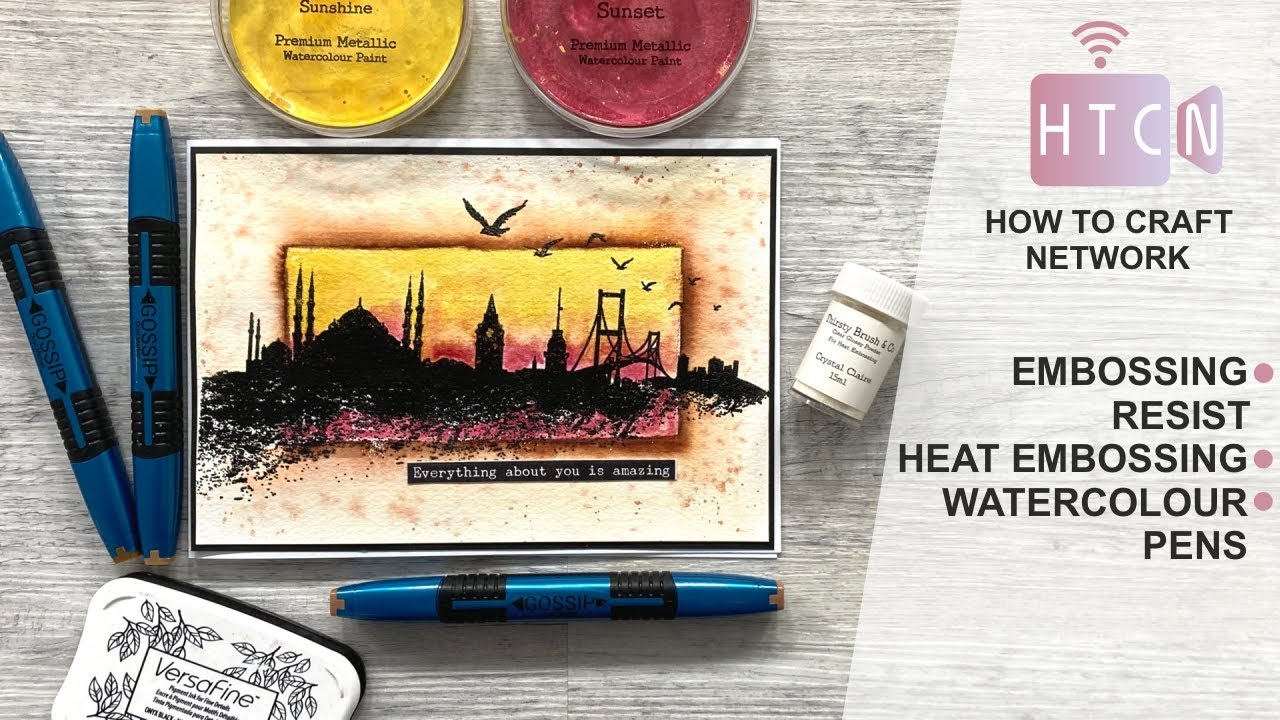 HOW TO - HEAT EMBOSSING - EMBOSSING RESIST - WATERCOLOUR PENS ...