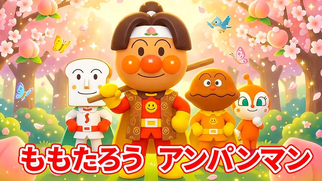 アンパンマンで ももたろう 🍑 キッズ アニメ 🎬 子供の歌・童謡 🌈 赤ちゃんが喜ぶ 人気キッズソング 👶💖 げんきいっぱい 😄🎵 #アンパンマン #anpanman