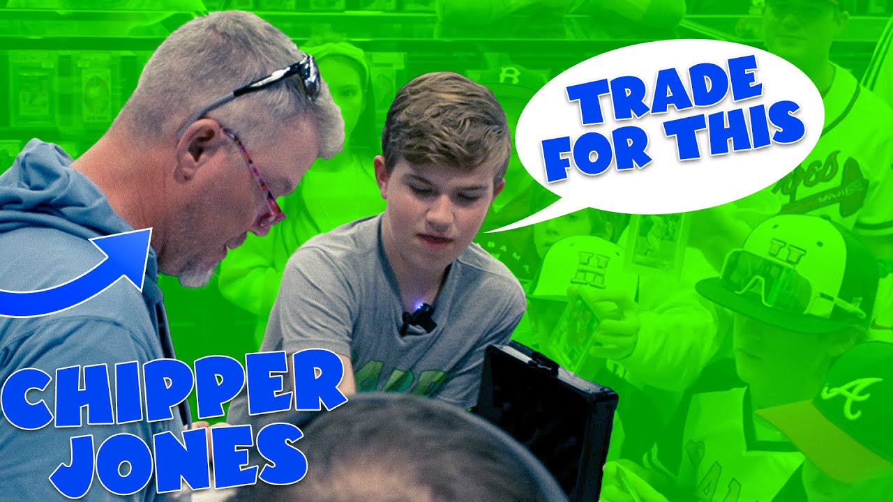 Chipper Jones and I Trade Sports Cards at Cards HQ